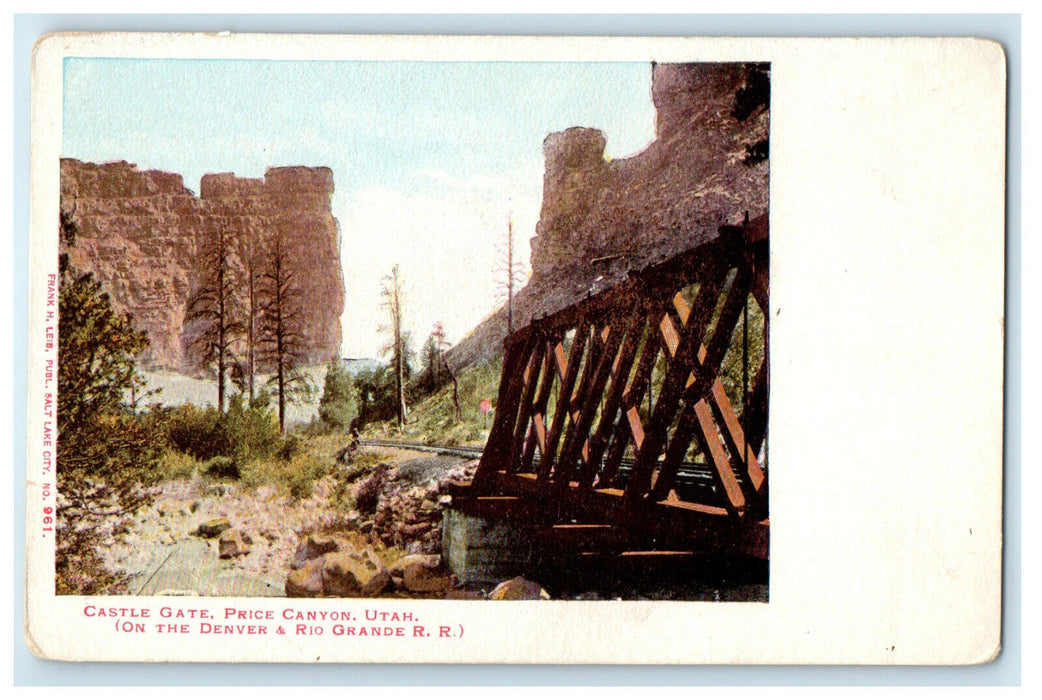 c1905s Castle Gate, Price Canyon Utah UT On Denver and Rio Grande R.R. Postcard