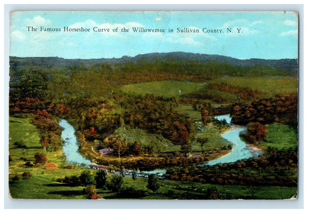 c1920s The Famous Horseshoe Curve of the Willowemoc Sullivan Co NY Postcard