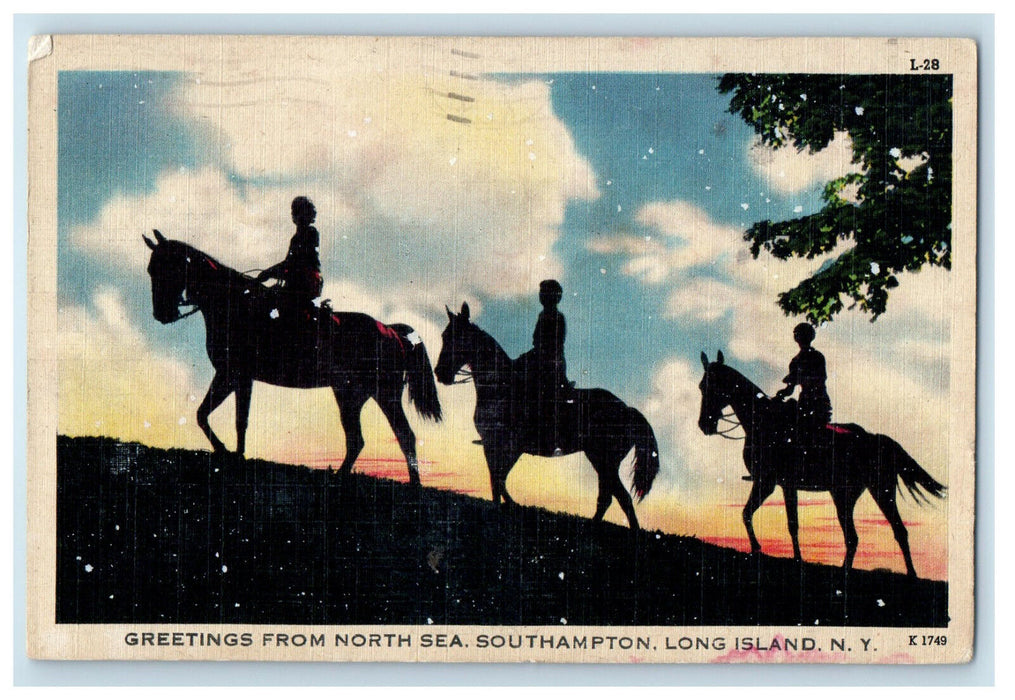 1949 Greetings from North Sea Southhampton Long Island New York NY Postcard