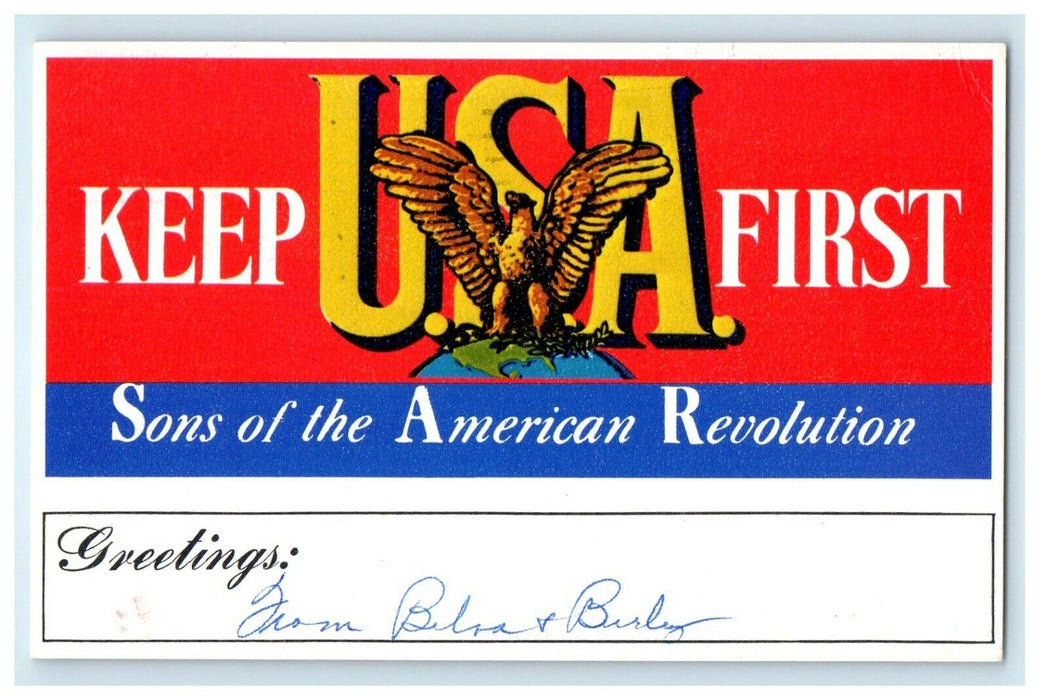 1968 Keep U.S.A First Son Of The Revolution Williamsburg Virginia VA Postcard