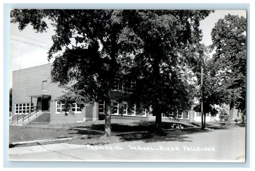 River Falls Wisconsin WI, Parochial School Building RPPC Photo Postcard