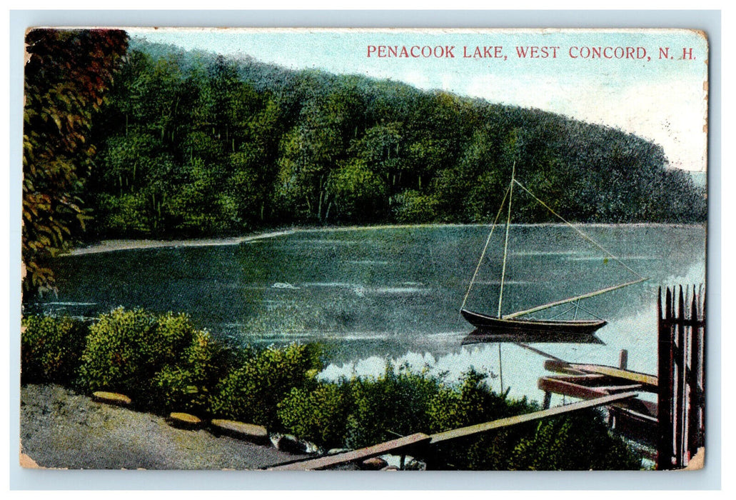1908 Penacook Lake West Concord New Hampshire NH Posted Antique Postcard