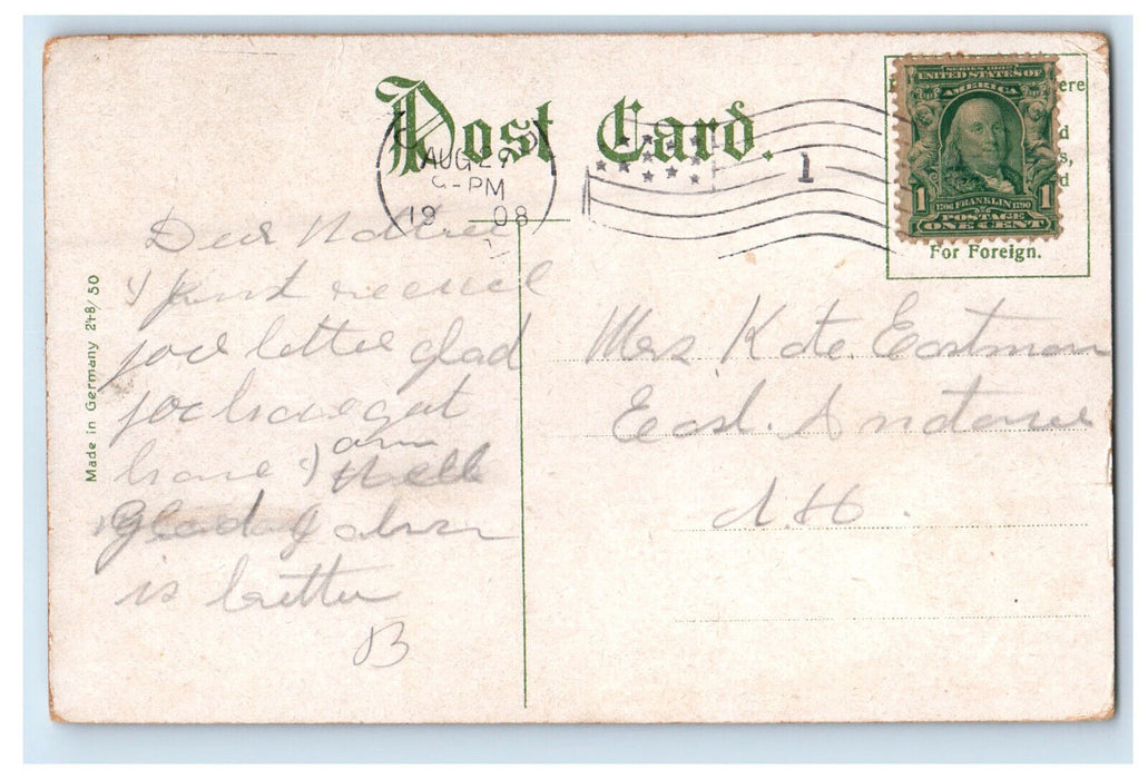 1908 Penacook Lake West Concord New Hampshire NH Posted Antique Postcard