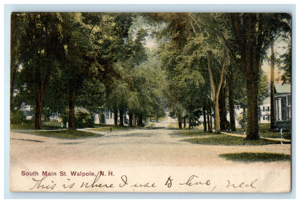 1907 South Main Street, Walpole New Hampshire NH Antique Posted Postcard