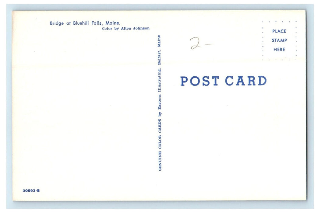 c1940's A View Of Bridge At Bluehill Falls Maine ME Unposted Vintage Postcard