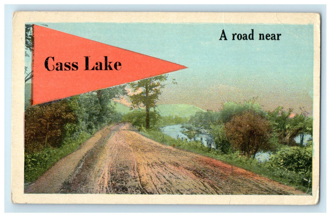 c1910s Cass Lake Red Pennant A Road Near Cass County, Minnesota MN Postcard