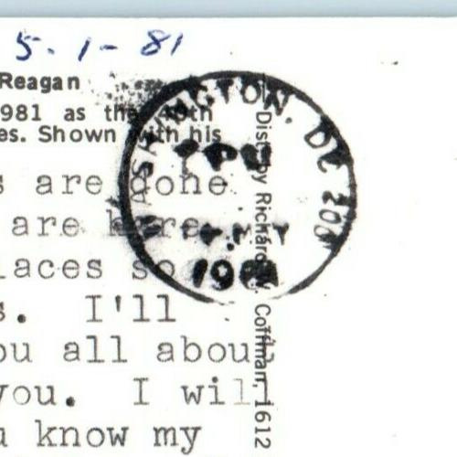 1981 President Ronald Reagan 40th Political With Wife Nancy Advertising Postcard
