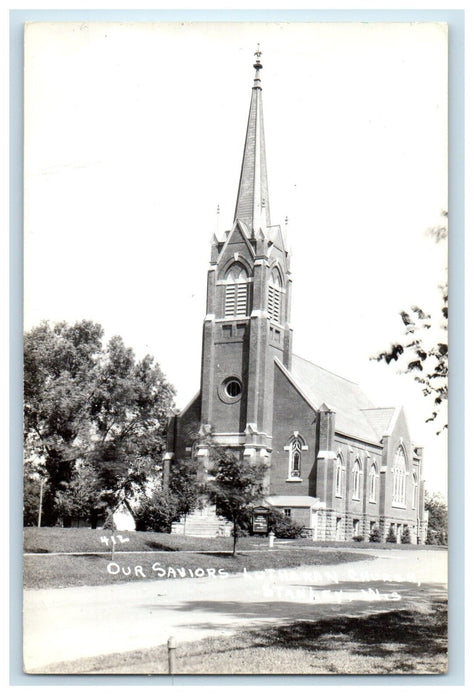Our Savior Lutheran Church Street View Stanley Wisconsin WI RPPC Photo Postcard