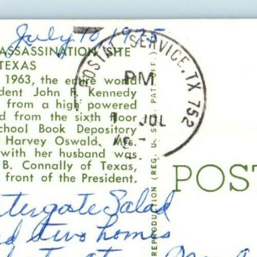 Assassination Site President John F. Kennedy Political Advertising Postcard