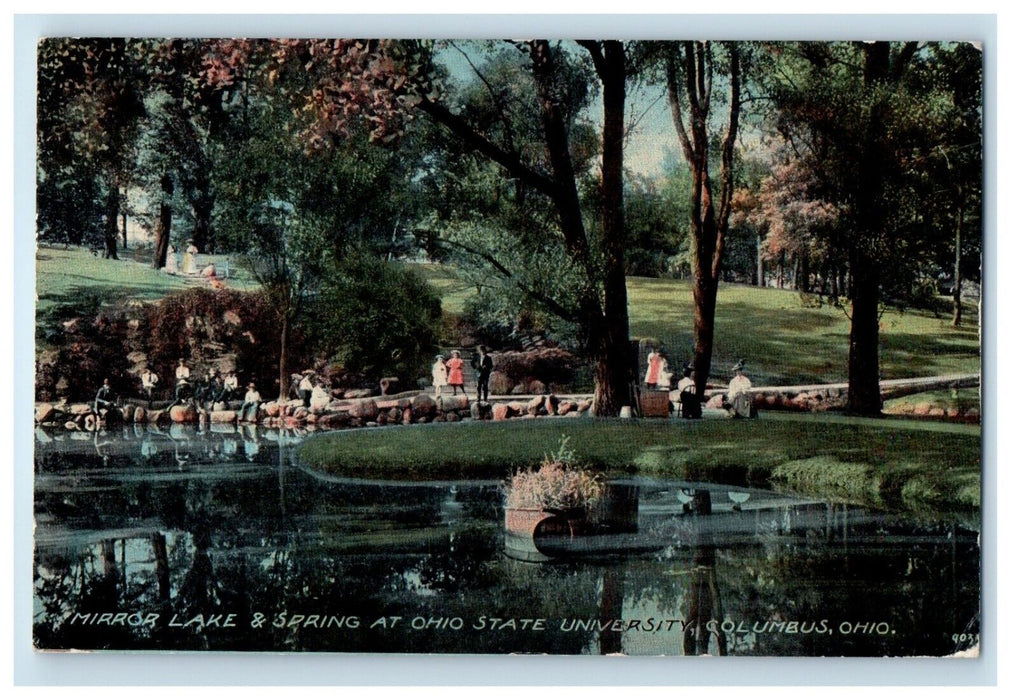 1912 Mirror Lake & Spring Ohio State University Columbus Ohio OH Posted Postcard