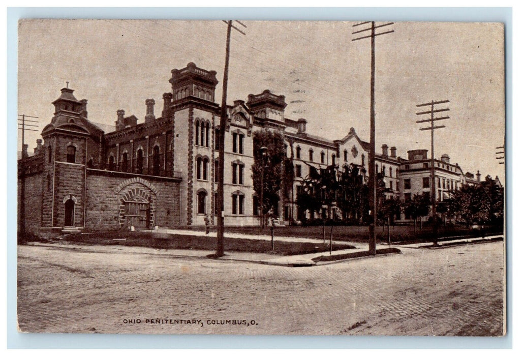 1909 Ohio Penitentiary Street View Columbus Ohio OH Posted Antique Postcard