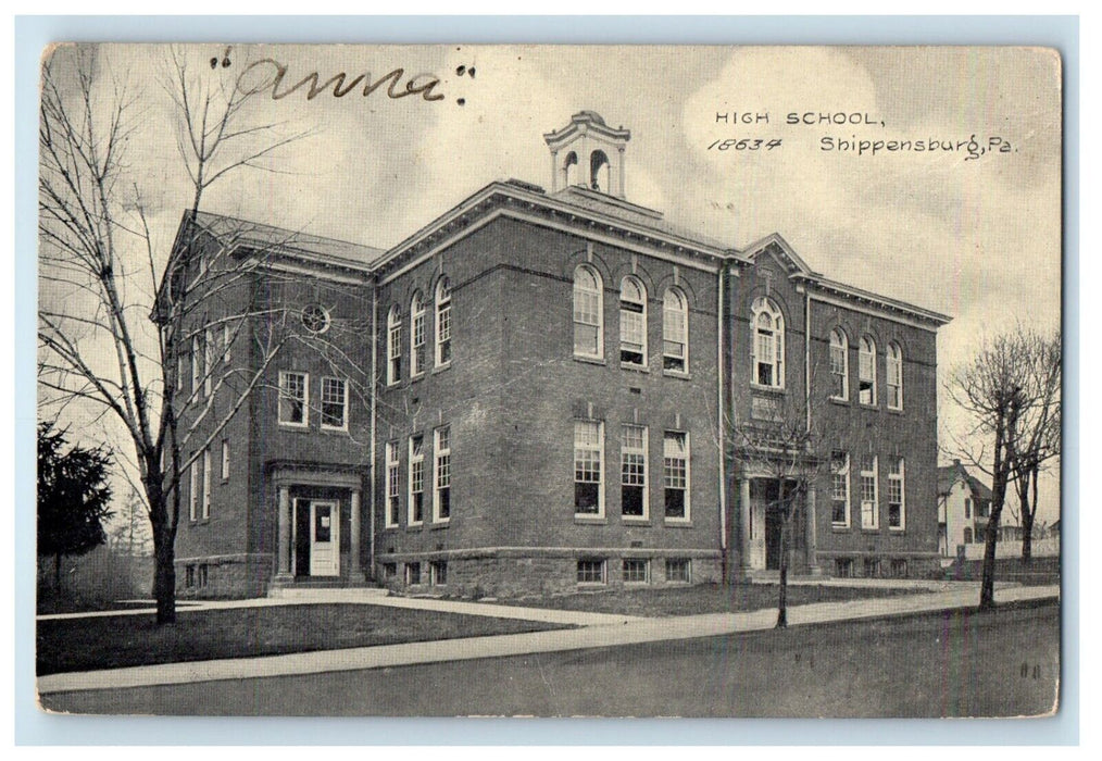 1908 High School Shippensburg Pennsylvania PA Posted Antique Postcard