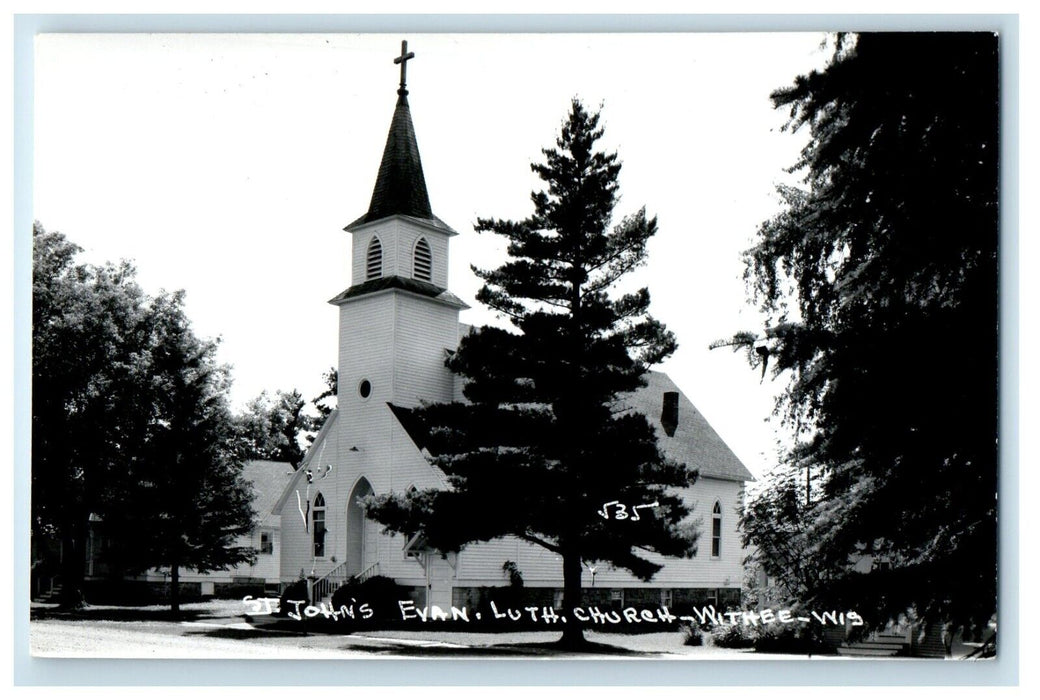 c1950's John's Evan Lutheran Church Withee Wisconsin WI RPPC Photo Postcard
