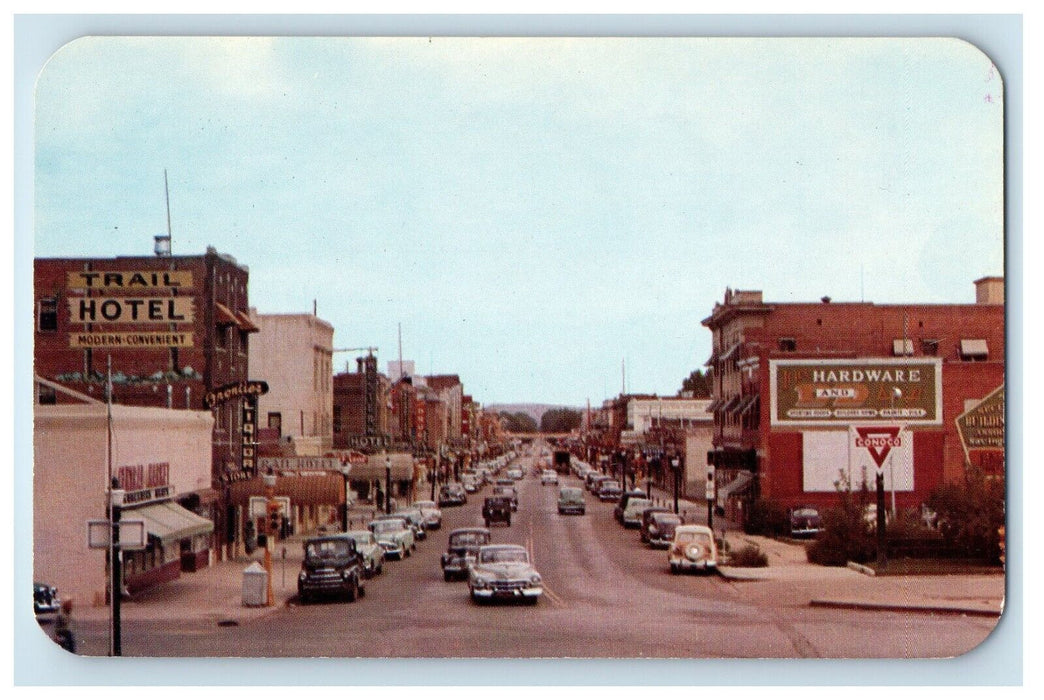 c1950s Business District Sheridan Wyoming WY Posted Vintage Postcard