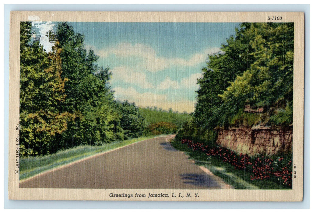 1951 Road View, Greetings from Jamaica Long Island New York NY Postcard