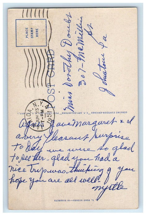 1951 Road View, Greetings from Jamaica Long Island New York NY Postcard
