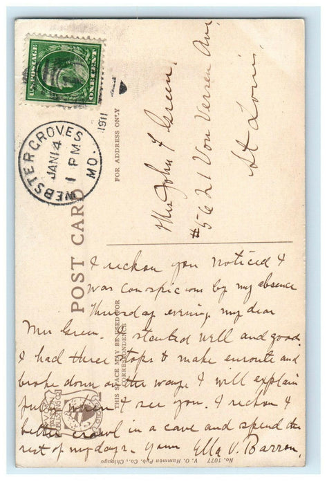 1911 Dripping Springs at Creve Coeur Lake Near St. Louis Missouri MO Postcard