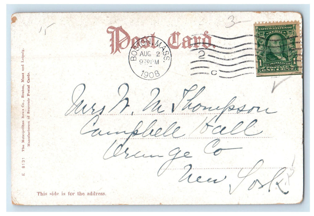 1908 Brewster Academy Grounds, Wolfeboro New Hampshire NH Posted Postcard