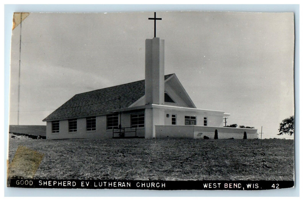 Good Shepherd Evan Lutheran Church West Bend Wisconsin WI RPPC Photo Postcard