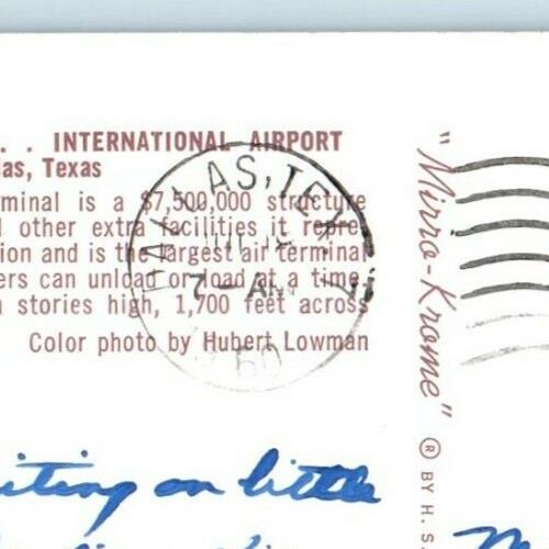 1960 View Of Dallas Love Field International Airport Dallas Texas TX Postcard