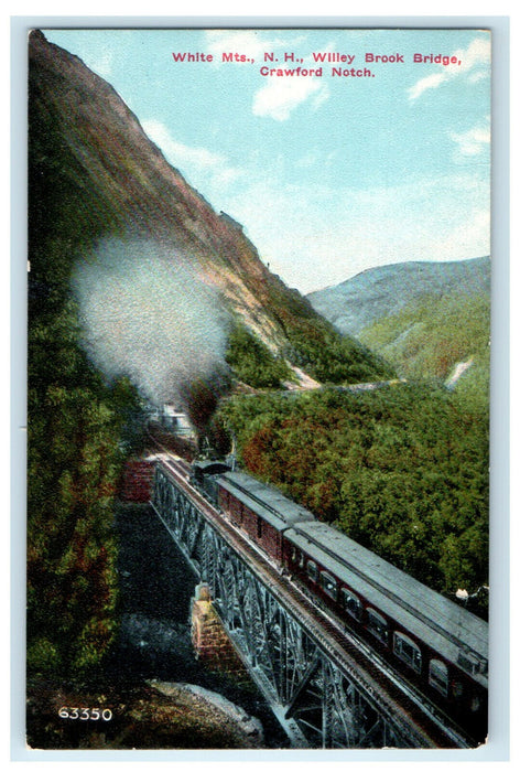 c1910s View of Willey Brook Bridge, White Mountains New Hampshire NH Postcard