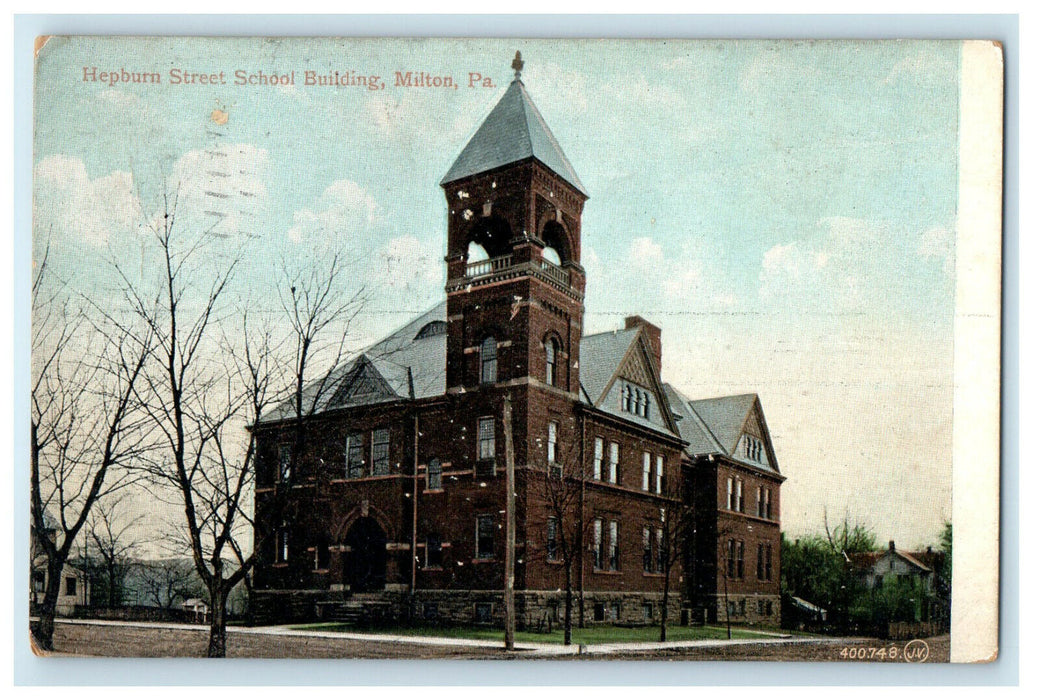 1909 Hepburn Street School Building Milton Pennsylvania PA Posted Postcard