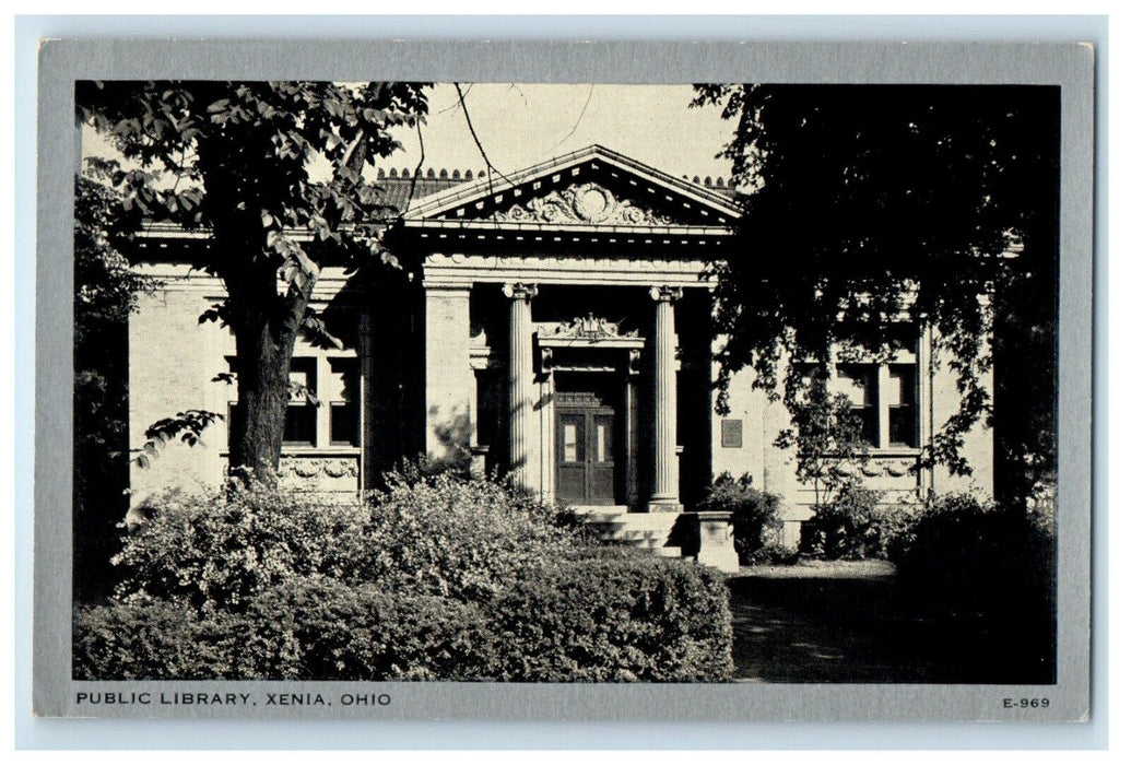 c1930's View of Public Library Building Xenia Ohio OH Unposted Vintage Postcard