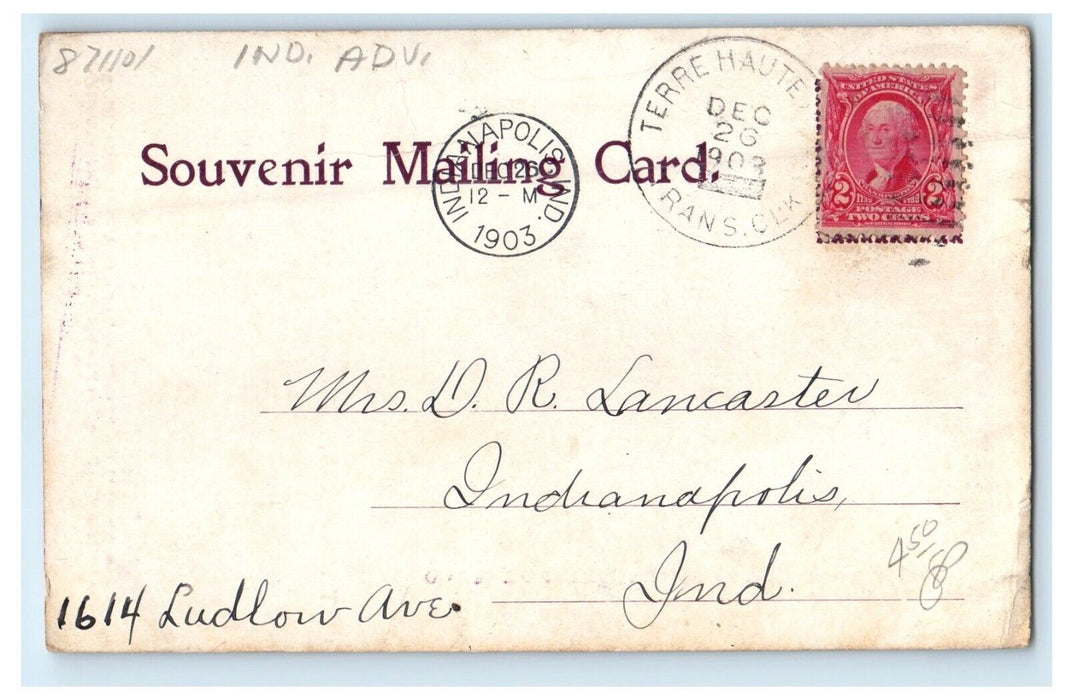 1903 Terre Haute Transit Clerk Advertising Lincoln Park Chicago IL IN Postcard