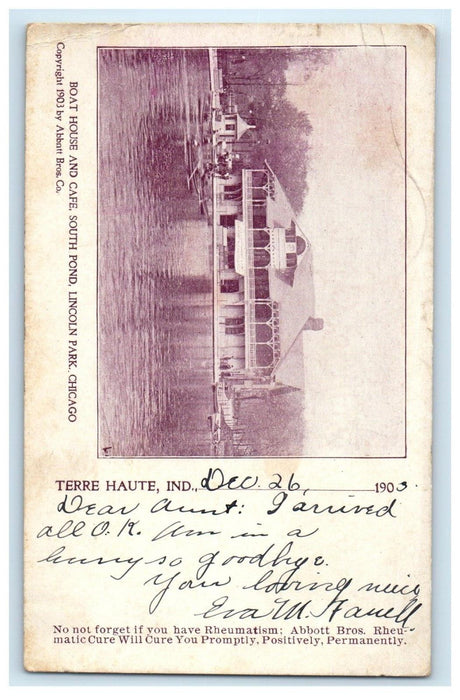 1903 Terre Haute Transit Clerk Advertising Lincoln Park Chicago IL IN Postcard