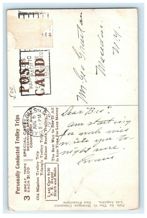 1912 Lookout Mountain Inn Los Angeles California CA Advertising Cancel Postcard
