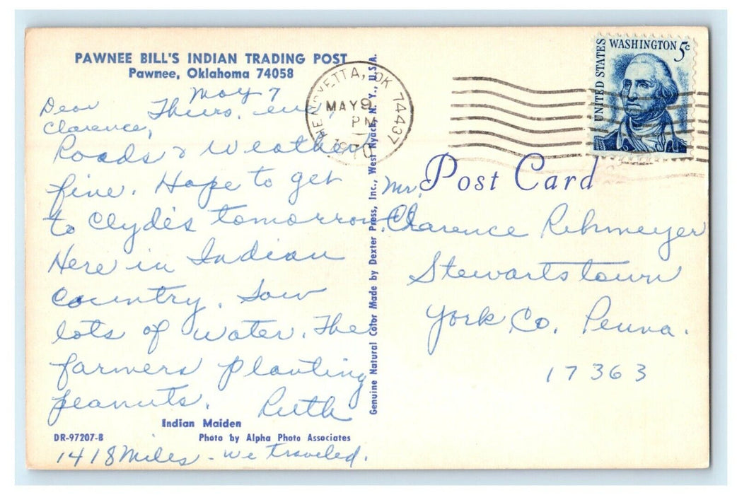 1970 Pawnee Bill's Indian Trading Post Pawnee Oklahoma OK Vintage Postcard