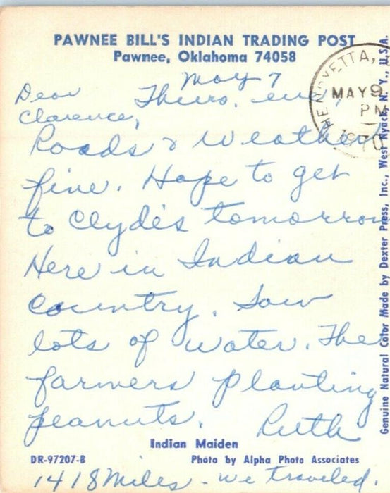 1970 Pawnee Bill's Indian Trading Post Pawnee Oklahoma OK Vintage Postcard