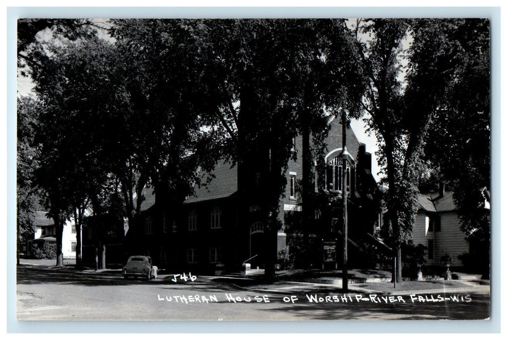 c1950's Lutheran House Of Worship River Falls Wisconsin WI RPPC Photo Postcard