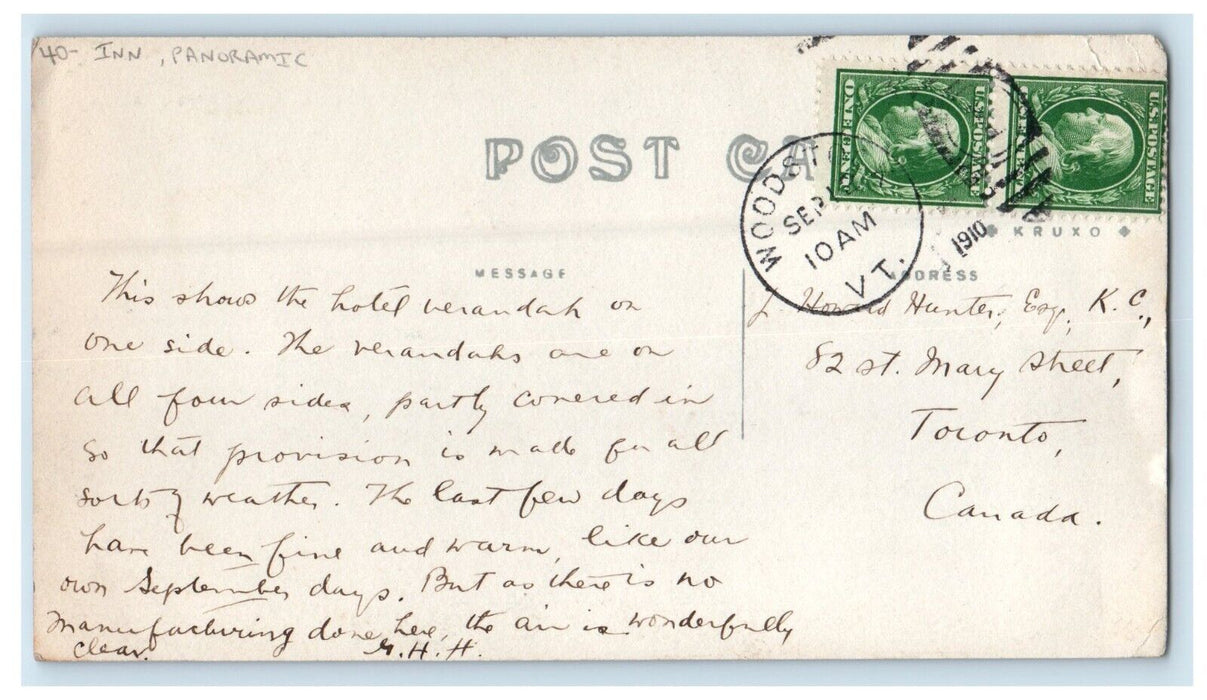 1910 Inn Panoramic Woodstock Vermont VT RPPC Photo Posted Antique Postcard