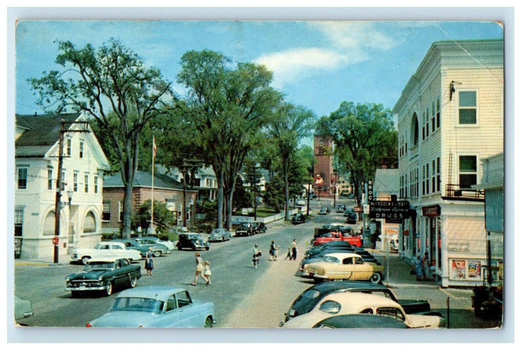 Main Street Wolfeboro New Hampshire NH, Port On Lake Winnipesaukee Postcard