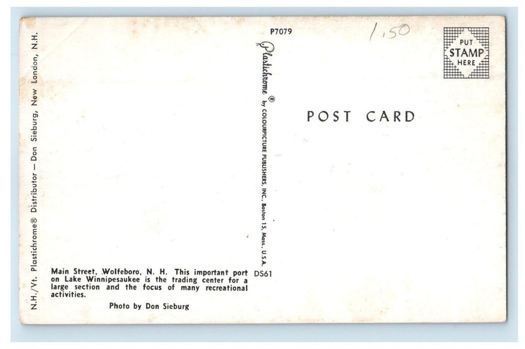 Main Street Wolfeboro New Hampshire NH, Port On Lake Winnipesaukee Postcard