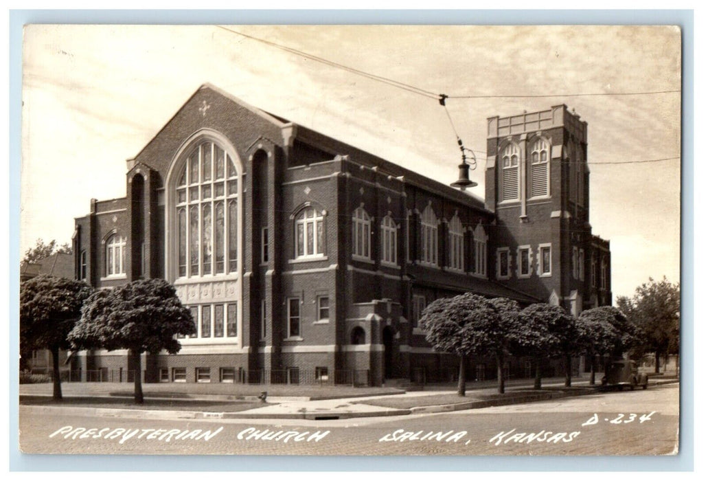 1943 Presbyterian Church Salina Kansas RPPC Photo Posted Vintage Postcard