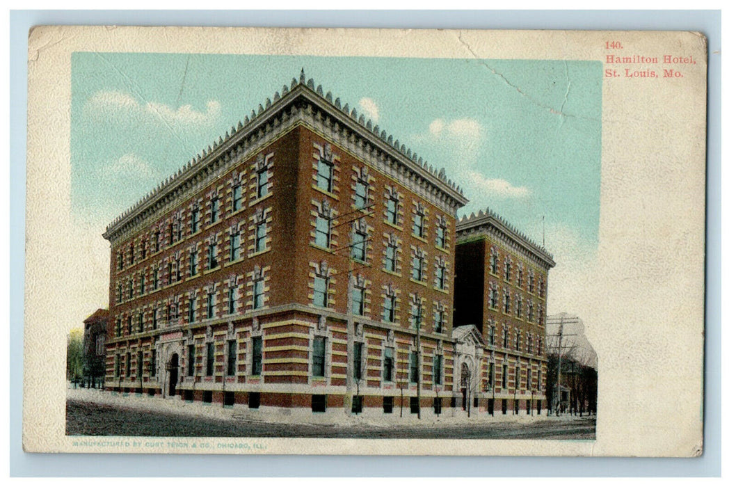 c1910s Hamilton Hotel, St. Louis Missouri MO Antique Unposted Postcard