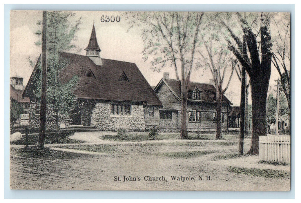 c1910 St John's Church, Walpole New Hampshire NH Antique Unposted Postcard