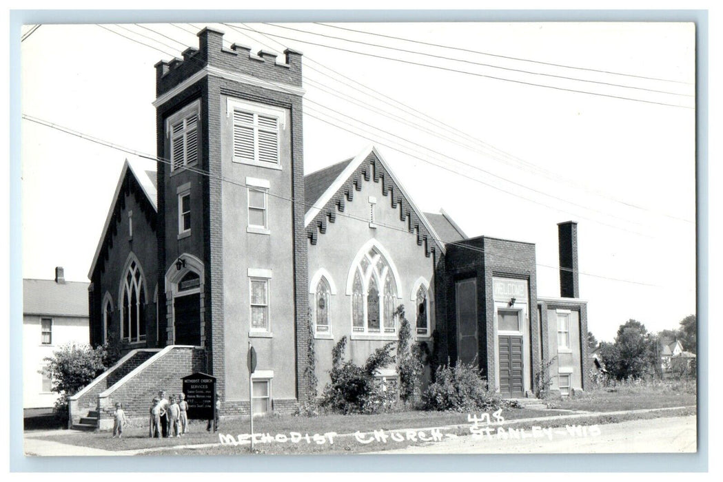 View Of Methodist Church Stanley Wisconsin WI RPPC Photo Unposted Postcard