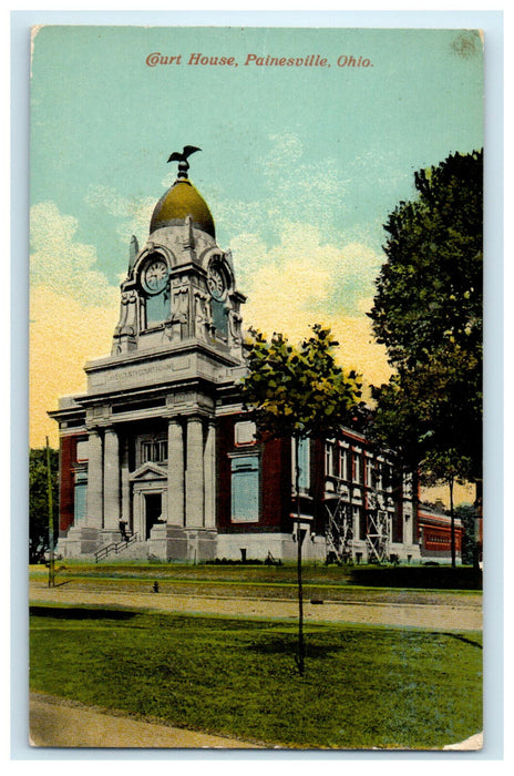 c1910s Sky and Trees View, Court House, Painesville Ohio OH Unposted Postcard