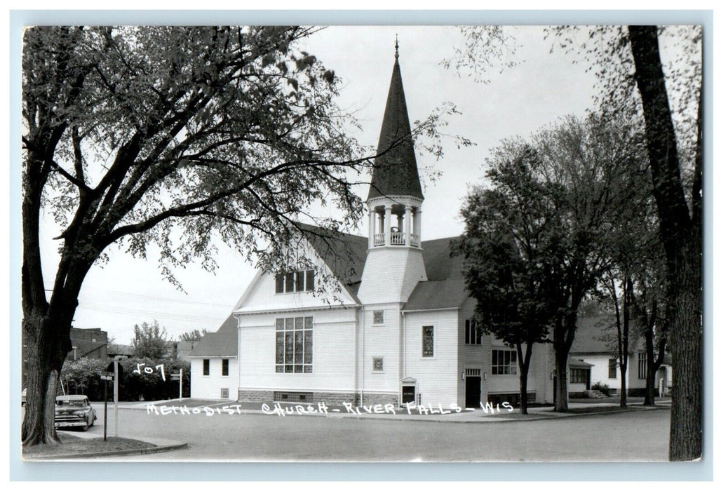 c1950's Methodist Church River Falls Wisconsin WI RPPC Photo Vintage Postcard