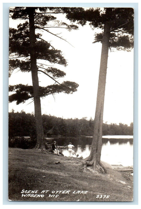 c1940's Scene At Otter Lake Wabeno Illinois IL RPPC Photo Vintage Postcard