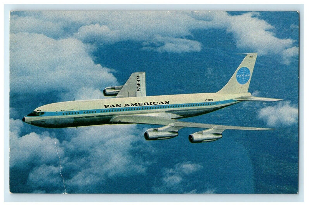 Pan American 707 Boeing Jet Clipper Pan Am Airplane Postcard