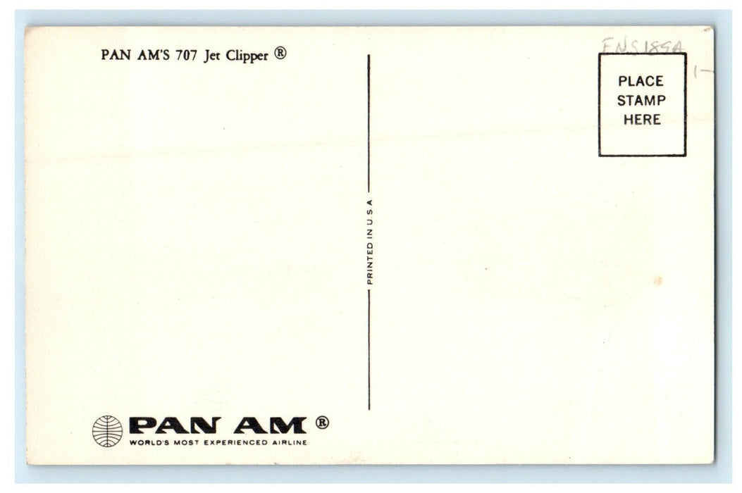 Pan American 707 Boeing Jet Clipper Pan Am Airplane Postcard