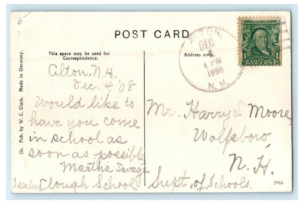 1908 View of Contoocook River, Henniker New Hampshire NH Antique Postcard