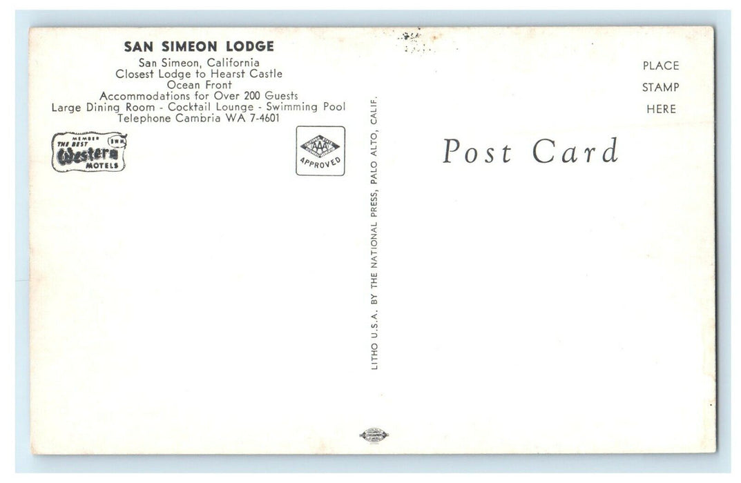 c1950's San Simon California Ca, Lodge Motel Cars Aerial View Postcard