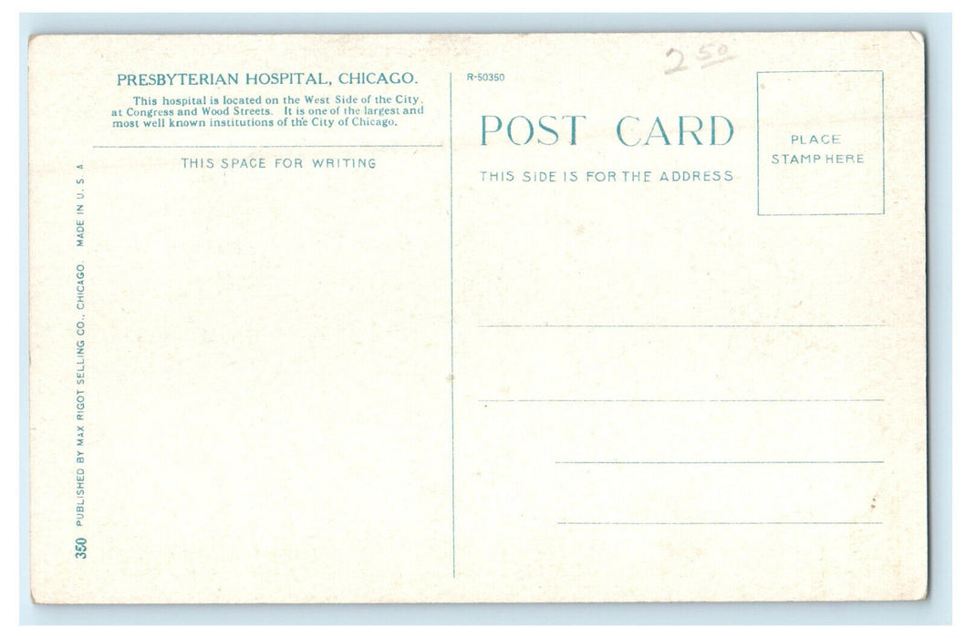 c1920 The Presbyterian Hospital of the City Chicago Illinois IL Postcard