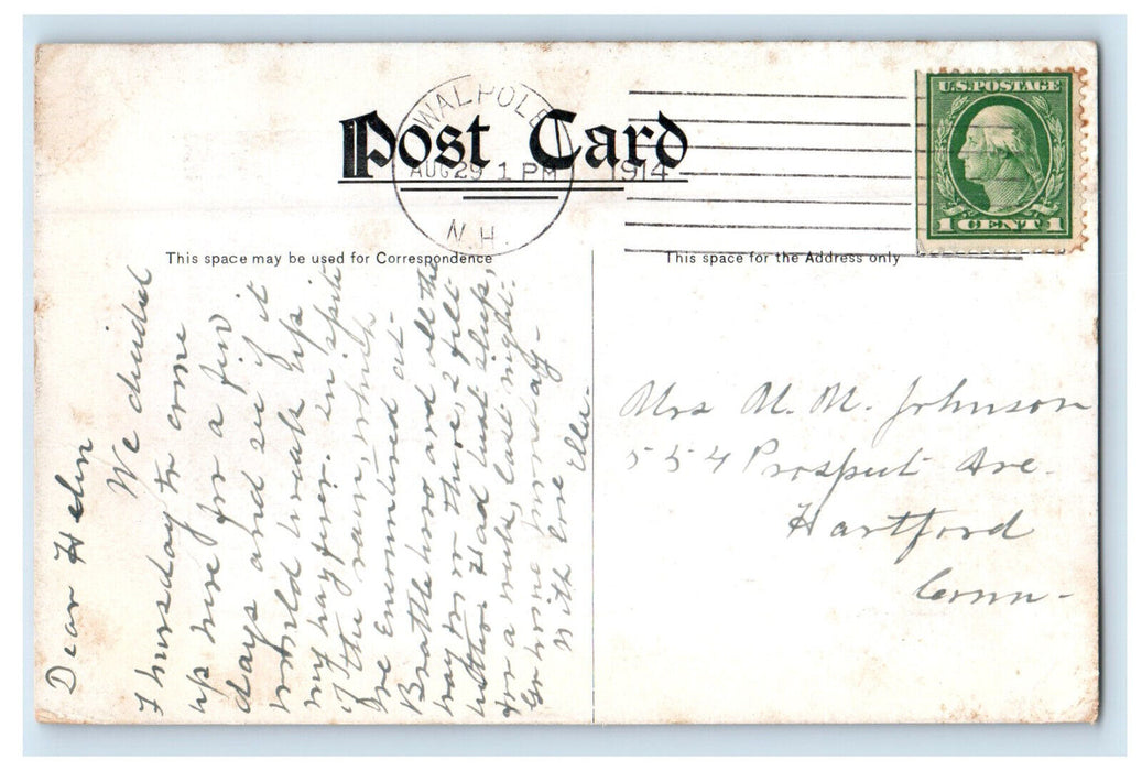 1914 Bridge Memorial Library Walpole New Hampshire NH Antique Posted Postcard