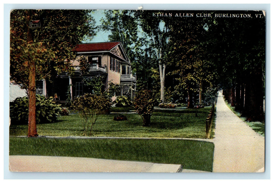c1910s Ethan Allen Club, Burlington Vermont VT Antique Posted Postcard